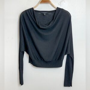 Black Wool Long Sleeve Cowl Neck Top